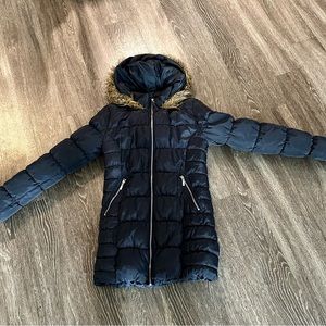 H & M navy winter puffy coat - size 10 in good condition.